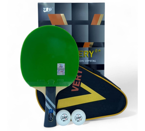 Ракетка 729 Very 6 green + black rubber (carbon blade)
