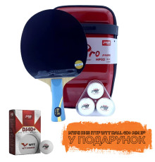 Ракетка DHS HURRICANE PRO HP02 + м'ячі для настільного тенісу DHS ITTF WTT Ball 40+ мм 3* у ПОДАРУНОК!